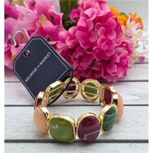 Melrose And Market Multicolor Cushion Cabochon Faux Gem Stretch Bracelet 7”